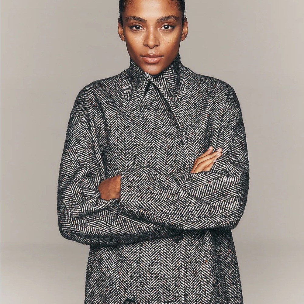 Express Black & Gray Herringbone Pea Coat